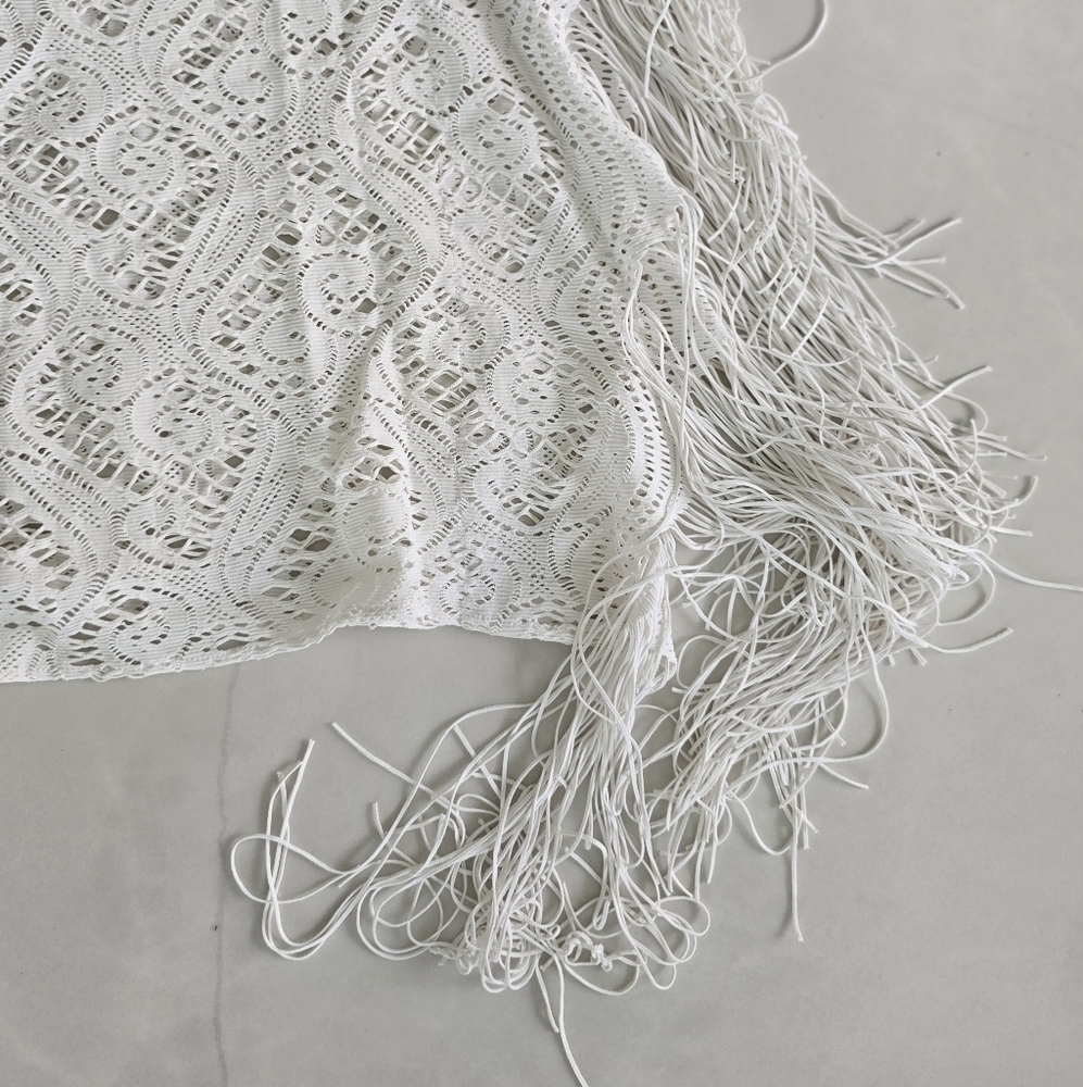 Pilyq White Lace Fringe Swim Cover-Up - Size XS/S - Picture 6 of 8